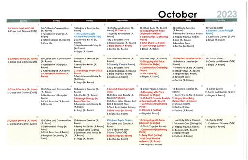 10/2023 Lake Huron Woods Calendar