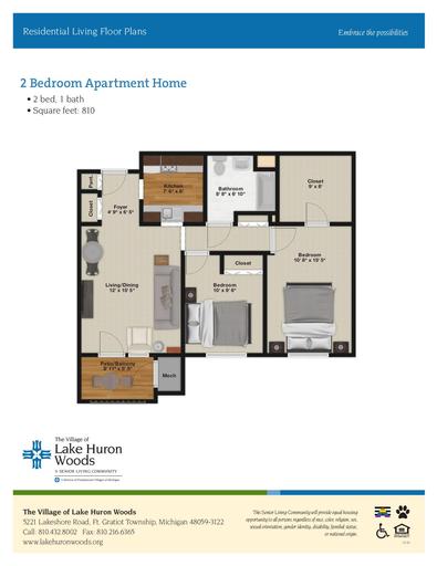 Residential Living Floor Plans: 2 Bedroom Apartment Home