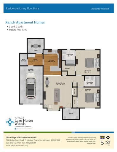 Residential Living Floor Plans: Ranch Apartment Homes