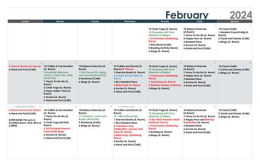 2/2024 Lake Huron Woods Calendar