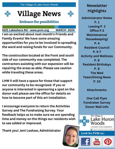 3/2024 Lake Huron Woods Village News