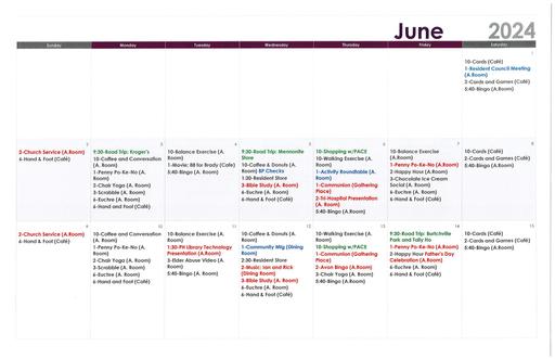 6/2024 Lake Huron Woods Calendar