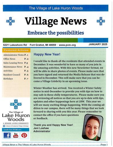 1/2025 Lake Huron Woods Village News