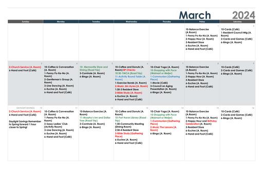 3/2024 Lake Huron Woods Calendar