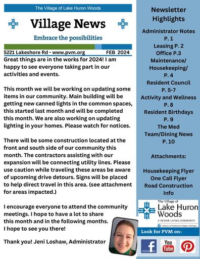 2/2024 Lake Huron Woods Village News