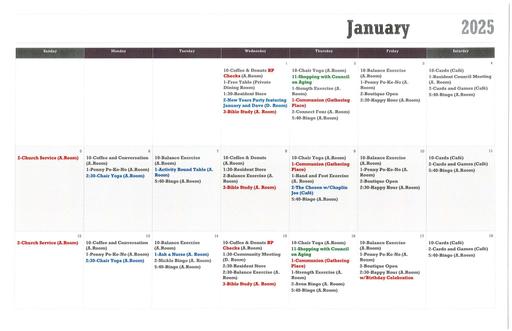 1/2025 Lake Huron Woods Calendar