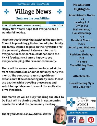 1/2024 Lake Huron Woods Village News